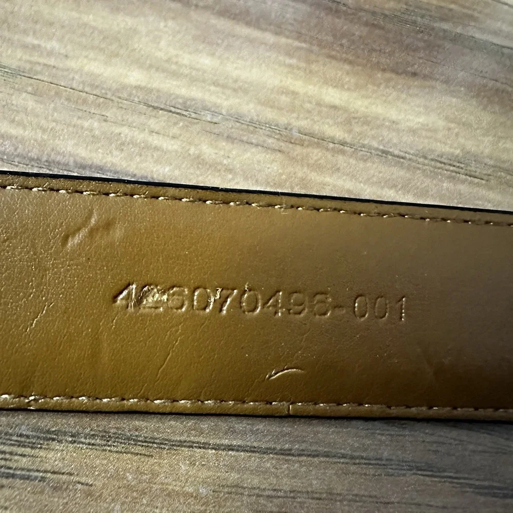 Polo Ralph Lauren Belt Mens 42 Black Italian Leather Nickel Buckle Logo Dress